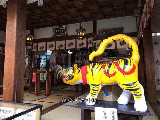 少彦名神社本殿に祀られている張子の虎