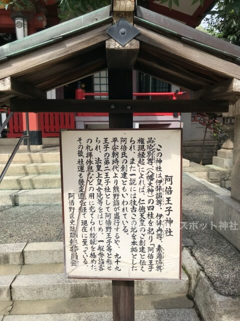 阿倍王子神社境内の説明板