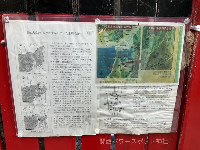 榎木大明神（大阪市中央区安堂寺）にある上町台地の説明