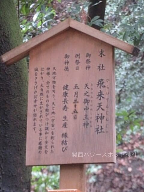 飛来天神社（枚岡神社の末社）説明板
