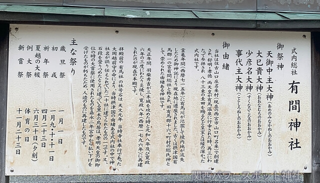 有間神社 説明板