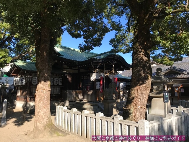 八王子神社（大阪市東成区）の拝殿と楠