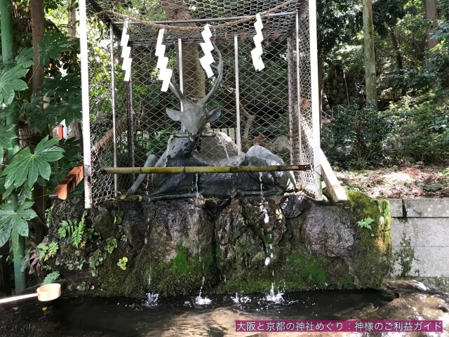平岡神社、鹿の手水