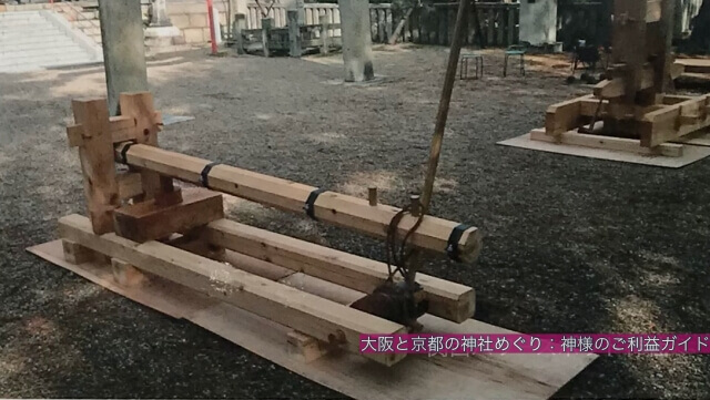 離宮八幡宮の「長木と立木模型（1/2）」